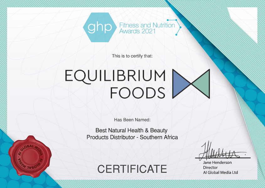 Equilibrium Foods awarded the Best Health and Beauty Distributor in Southern Africa 2021